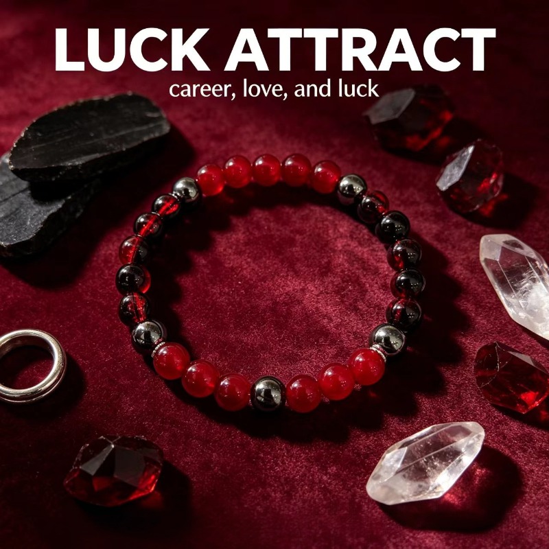 Women's Red and Black Beaded Bracelet, Everyday Wear